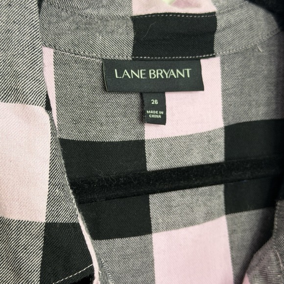 Lane Bryant Pink And Black Buffalo Plaid Hi Low Top Sz 26 - Picture 9 of 14